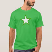 Grote witte 5-puntige ster met groene omtrek t-shirt (Voorkant)