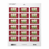 Grote witte anjers Red Background Holiday Etiket (Full Sheet)