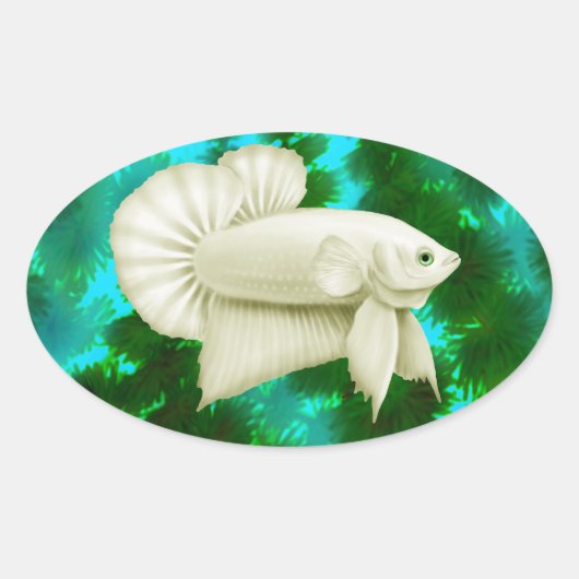 Grote witte Betta Splendens Vis Stickers (Voorkant)