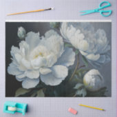 Grote witte, blauwe & zwarte pioenenkunst, Moody F Tissuepapier (Craft)