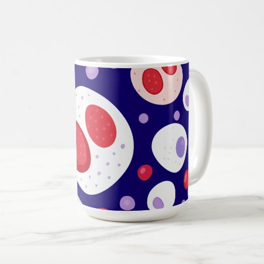 Grote witte bloedcel patroon koffie Mok (Voorkant rechts)