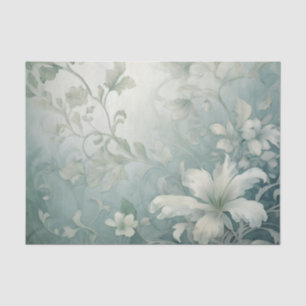Grote Witte Bloemen Scroll Stijl Bladeren en Steng Tissuepapier