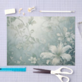 Grote Witte Bloemen Scroll Stijl Bladeren en Steng Tissuepapier (Craft)