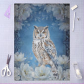 Grote Witte Bloemige Schuur Uil Decoupage Tissuepapier (Craft)