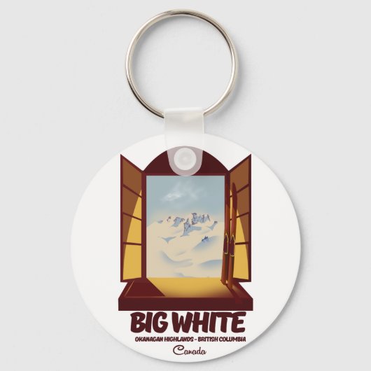 Grote Witte Brits-Columbia Canada ski-poster Sleutelhanger (Voorkant)