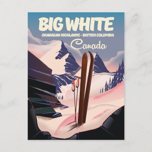 Grote Witte Brits-Columbia Canada skiën. Briefkaart (Voorkant)
