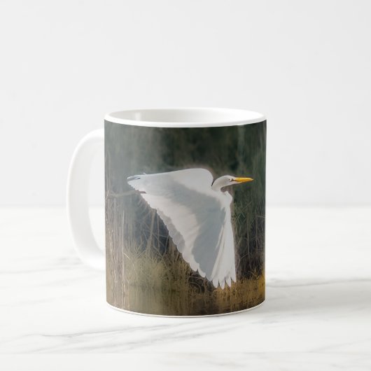 Grote Witte Egret 11 oz of 15 oz mok (Voorkant links)
