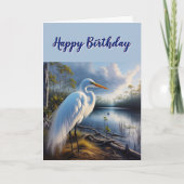 Grote Witte Egret Vogel Verjaardag Kaart (Voorkant)