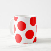 Grote witte en rode stippen koffiemok (Voorkant links)