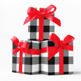 Grote witte en zwarte Chevron Buffalo Plaid Cadeaupapier
