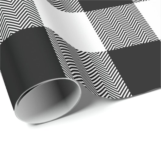 Grote witte en zwarte Chevron Buffalo Pset Cadeaupapier (Rol Hoek)