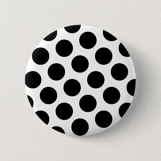 Grote witte en zwarte stippen ronde button 5,7 cm (Voorkant)