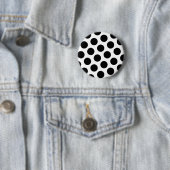 Grote witte en zwarte stippen ronde button 5,7 cm (In situ)