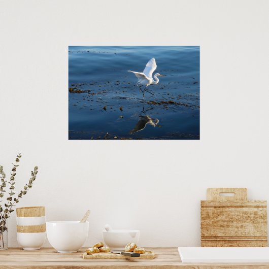 Grote witte grot loopt over water poster (Keuken)