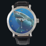 GROTE WITTE HAAI 3 HORLOGE<br><div class="desc">Grote witte haai van dichtbij.</div>