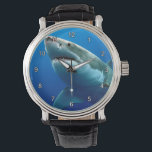 GROTE WITTE HAAI 3 HORLOGE<br><div class="desc">Grote witte haai van dichtbij.</div>