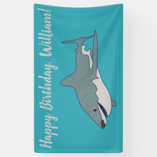 Grote witte haai - Aangepaste verjaardag van de ve Spandoek (Verticaal)