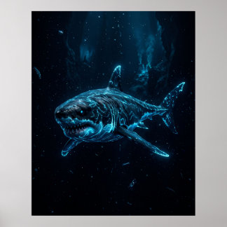Grote witte haai Afgrond Trog Kunst Poster