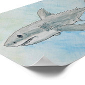 Grote witte haai aquarel poster (Hoek)