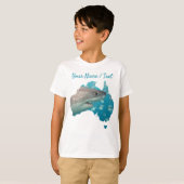 Grote witte haai Australië Blauwe & Witte jongens T-shirt (Voorkant volledig)