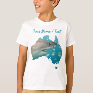 Grote witte haai Australië Blauwe & Witte jongens T-shirt