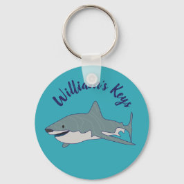 Grote witte haai Blauwgroen Blauw Aangepast Sleutelhanger