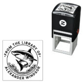 Grote witte haai boven de golven #2 Bibliotheek Bo Zelfinktende Stempel (In situ)