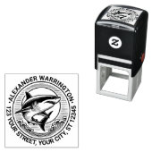 Grote witte haai boven golven Naam Retouradres Zelfinktende Stempel (In situ)