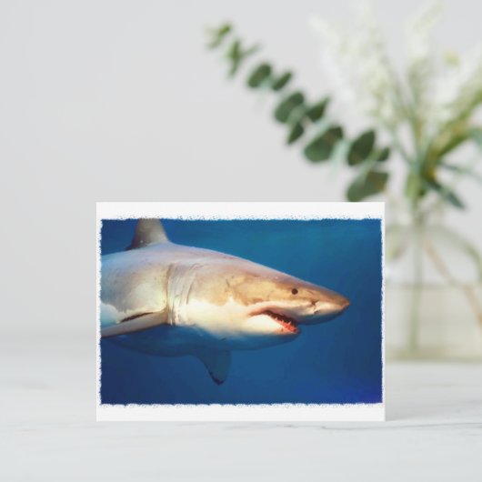 Grote witte haai briefkaart (Staand voorkant)