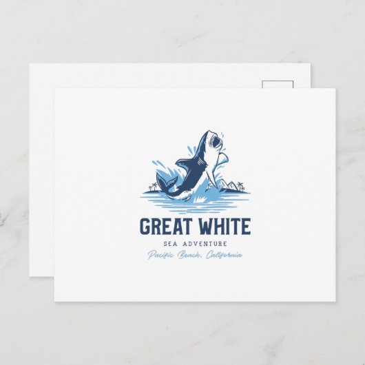 Grote witte haai briefkaart (Voorkant / Achterkant)