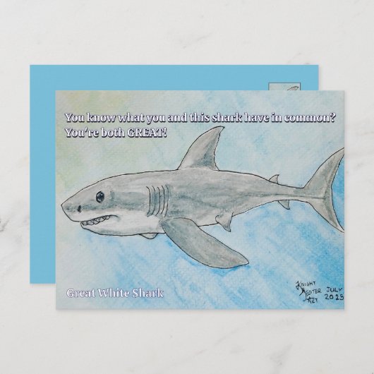 Grote witte haai briefkaart (Voorkant / Achterkant)