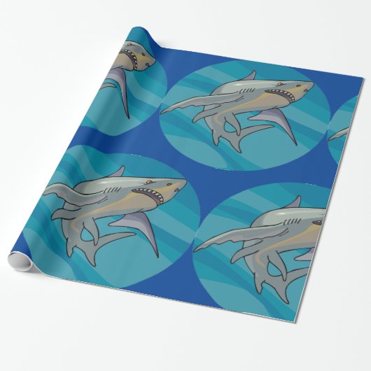 Grote witte haai cadeaupapier (Uitgerold)