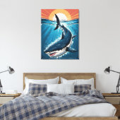 Grote witte haai canvas afdruk (Insitu (Slaapkamer))