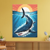 Grote witte haai canvas afdruk (Insitu (Woonkamer))
