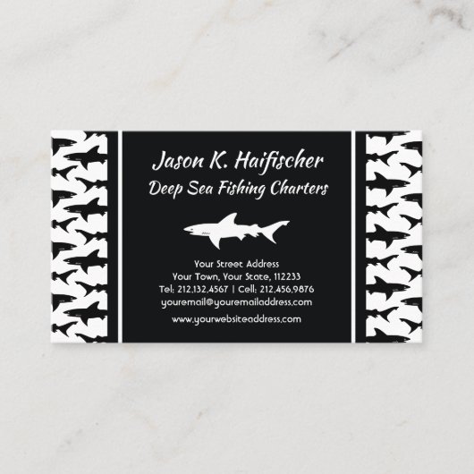 Grote witte haai Captain Scuba Vist boot Visitekaartje (Voorkant)