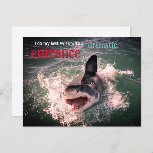 Grote witte haai doorbreken feestdagenkaart (Voorkant / Achterkant)