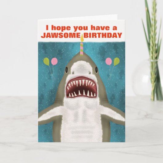 Grote witte haai Funny Jawsome Birthday Pun Humor Kaart (Voorkant)