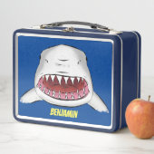 Grote witte haai gemiddelde cartoon illustratie (In situ)