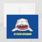 Grote witte haai gemiddelde cartoon illustratie briefkaart (Voorkant / Achterkant)