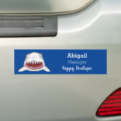 Grote witte haai gemiddelde cartoon illustratie bumpersticker (Op auto)