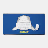 Grote witte haai gemiddelde cartoon illustratie bureaumat (Keyboard & Muis)