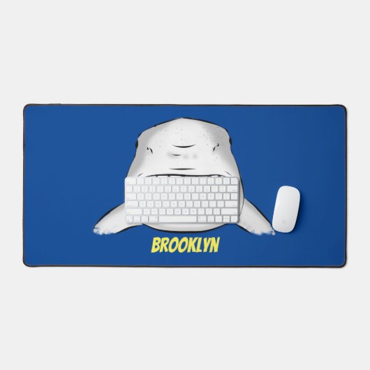 Grote witte haai gemiddelde cartoon illustratie bureaumat (Keyboard & Muis)