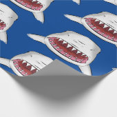 Grote witte haai gemiddelde cartoon illustratie cadeaupapier (Hoek)