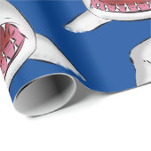Grote witte haai gemiddelde cartoon illustratie cadeaupapier (Rol Hoek)