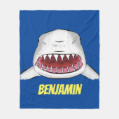 Grote witte haai gemiddelde cartoon illustratie fleece deken (Voorkant)
