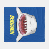 Grote witte haai gemiddelde cartoon illustratie fleece deken (Voorkant (Horizontaal))