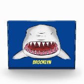 Grote witte haai gemiddelde cartoon illustratie fotoblokken (Voorkant)