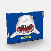 Grote witte haai gemiddelde cartoon illustratie fotoblokken (Links)