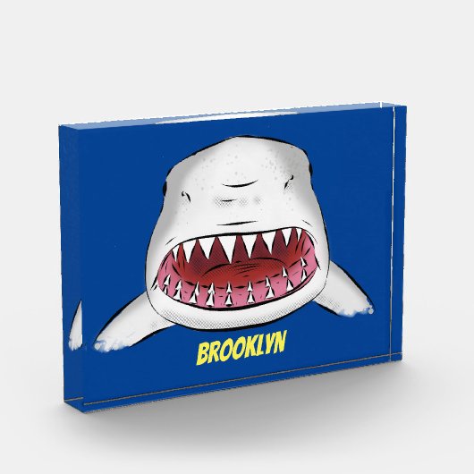 Grote witte haai gemiddelde cartoon illustratie fotoblokken (Links)