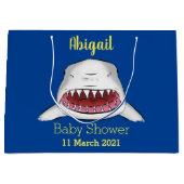 Grote witte haai gemiddelde cartoon illustratie groot cadeauzakje (Voorkant)